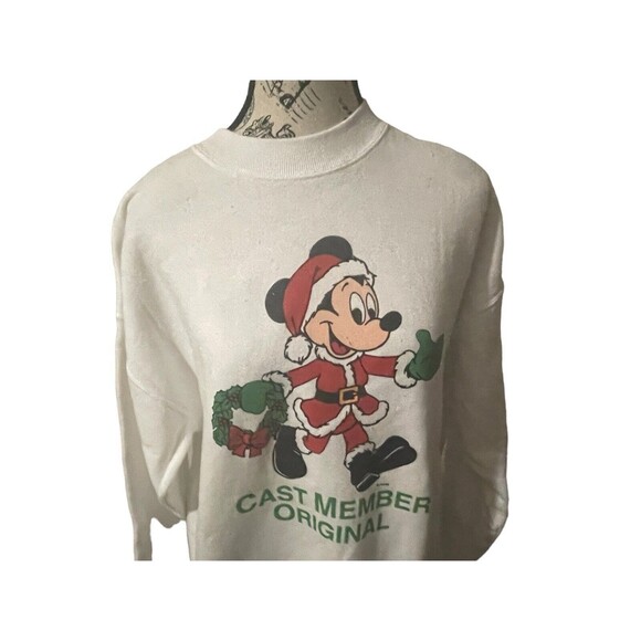 VTG Disney Cast Member Original Sweatshirt Mickey Mouse Holidays Sz Large RARE - Picture 10 of 15